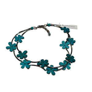 NWT Decouture Double Layer Teal Floral Statement Necklace